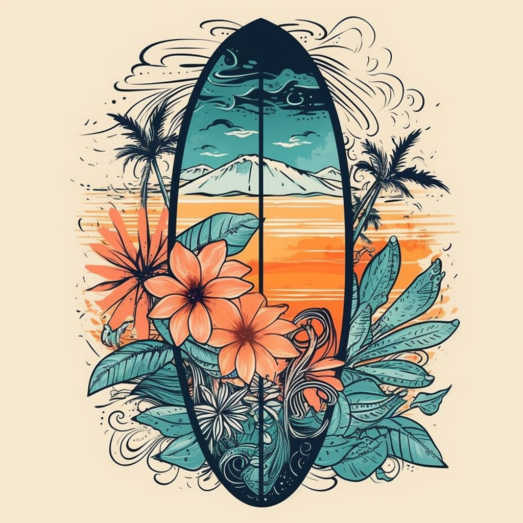 Adesivo Sunkissed Surfboard rettangolare