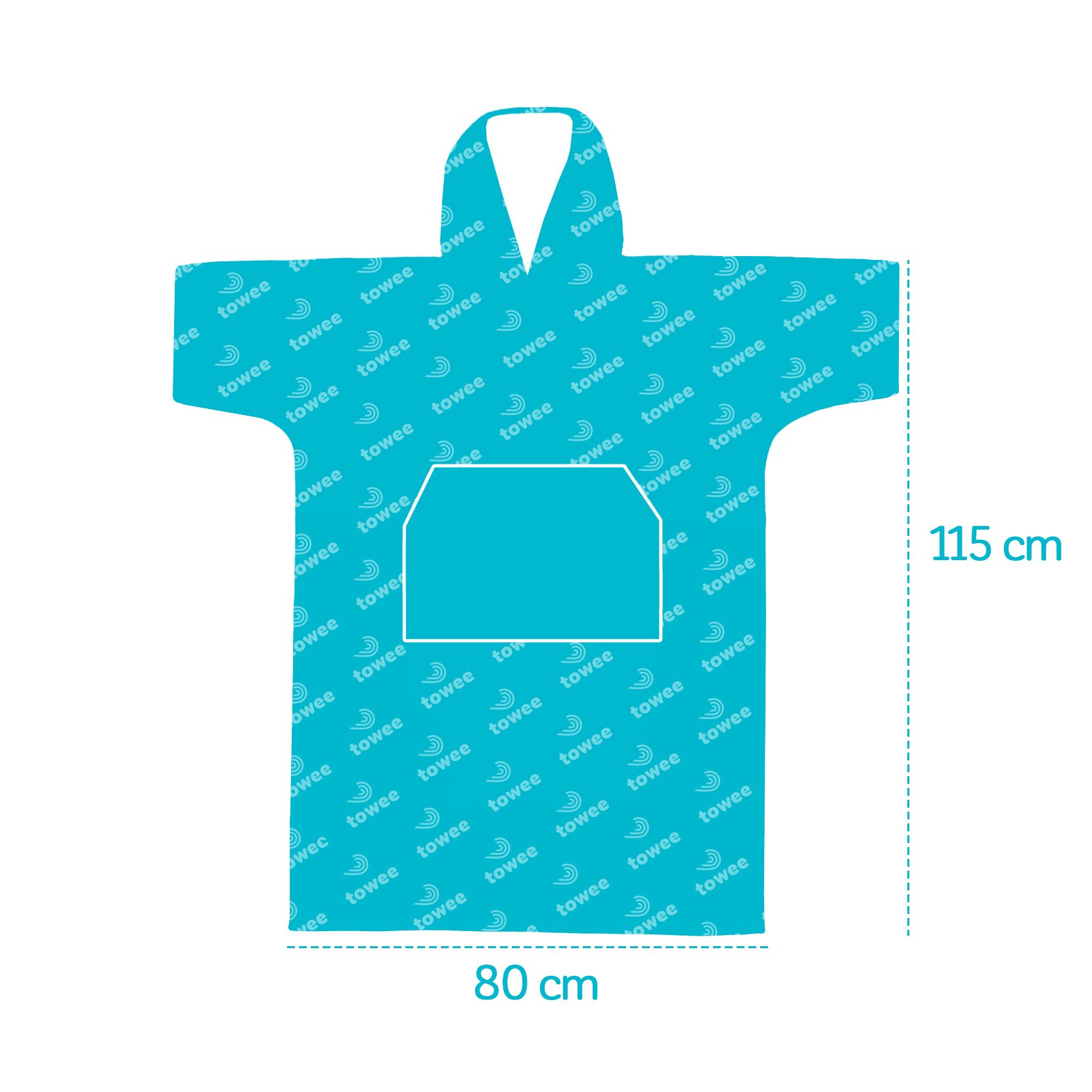 Surf Poncho Towee Antracite con ricamo arancione, 80 x 115 cm