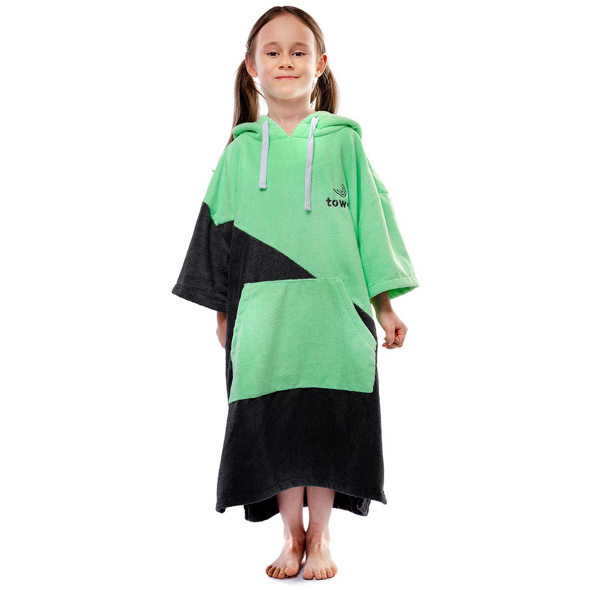 Teenager surf poncho double verde, 60 x 90 cm