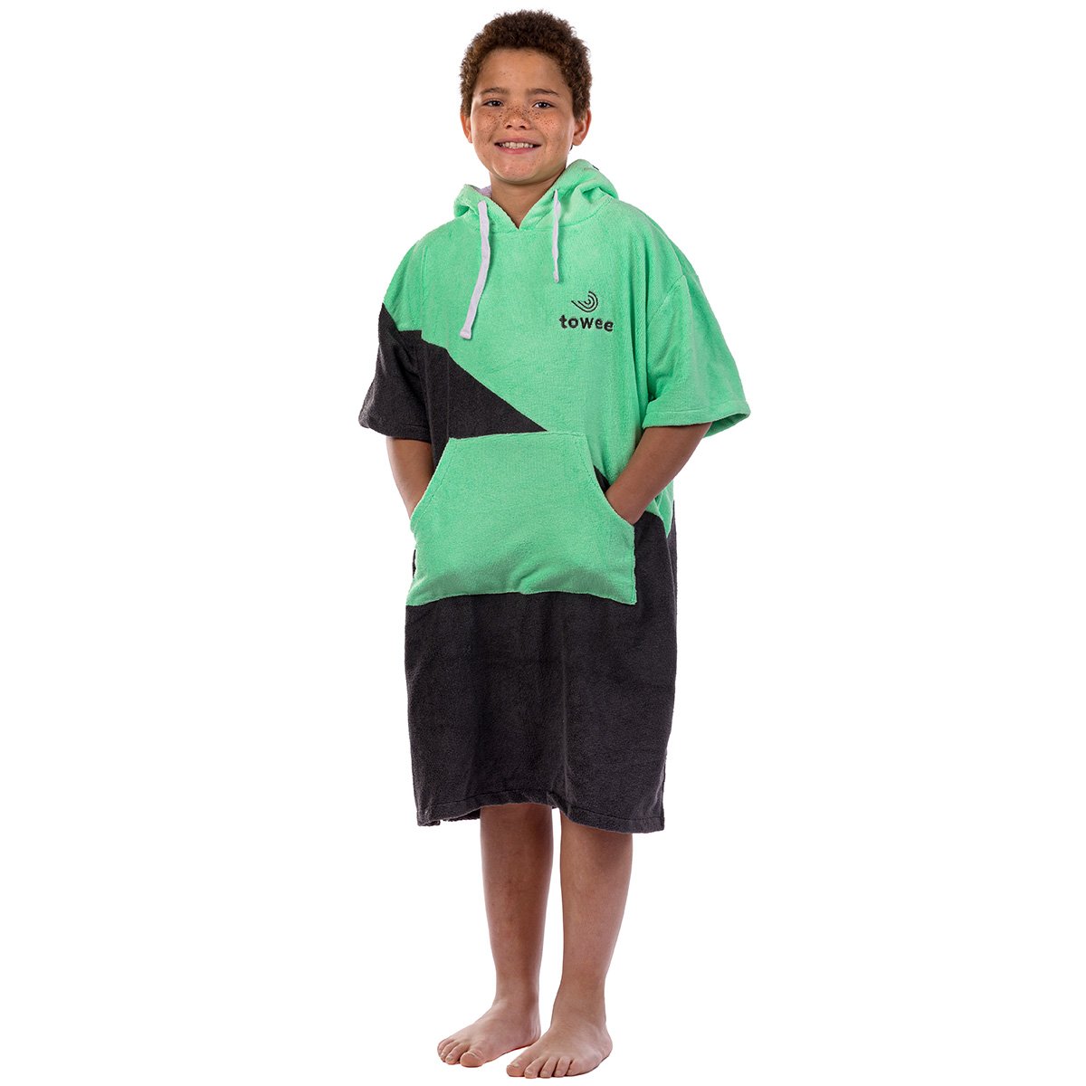 Teenager surf poncho double verde, 60 x 90 cm