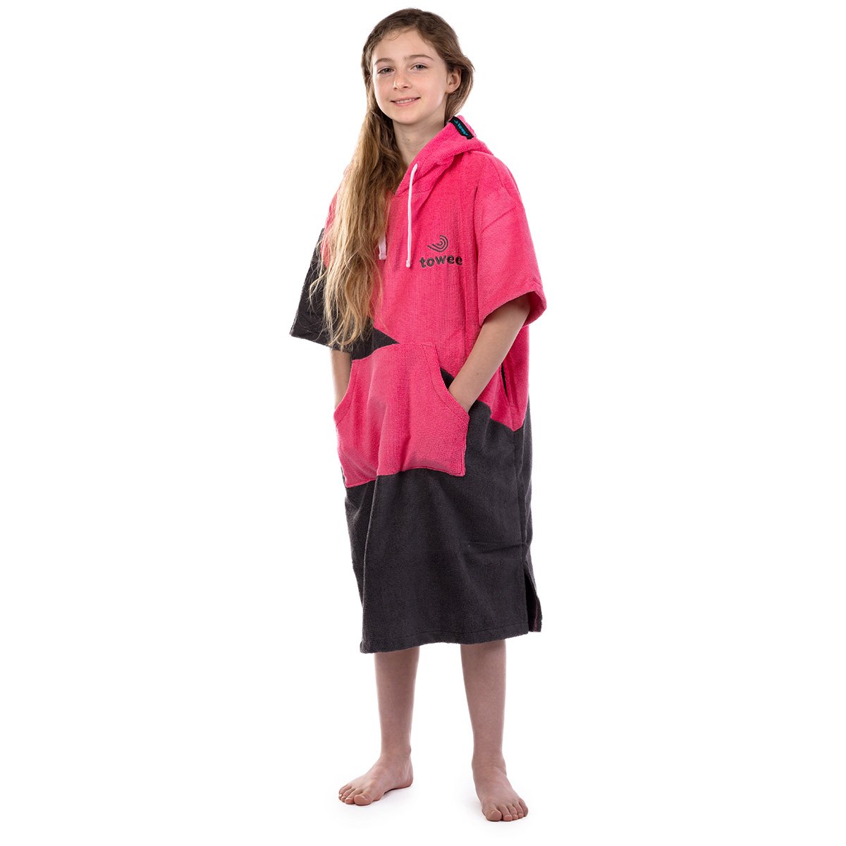 Adolescente surf poncho doppio rosa, 60 x 90 cm